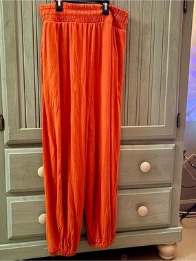 Free People Beach orange cinched waist baggy joggers size L